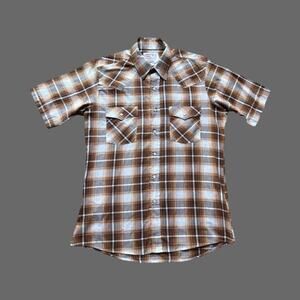 Vintage Saddle King Western Pearl Snap Shirt Brown XL GUC